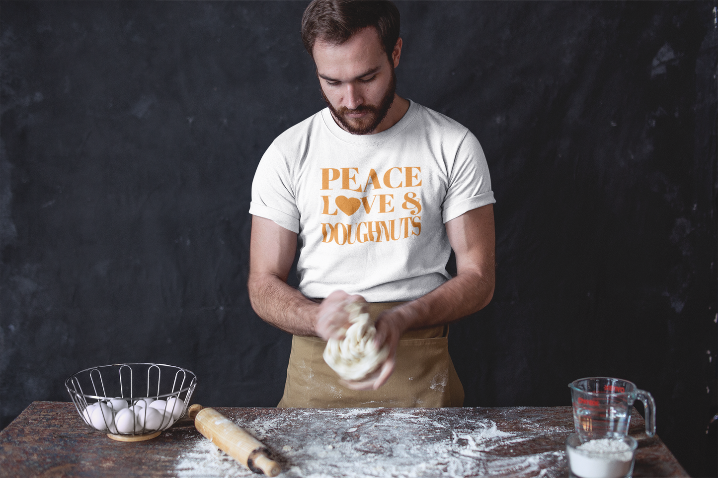"Peace, Love & Doughnuts" Short-Sleeve Unisex T-Shirt