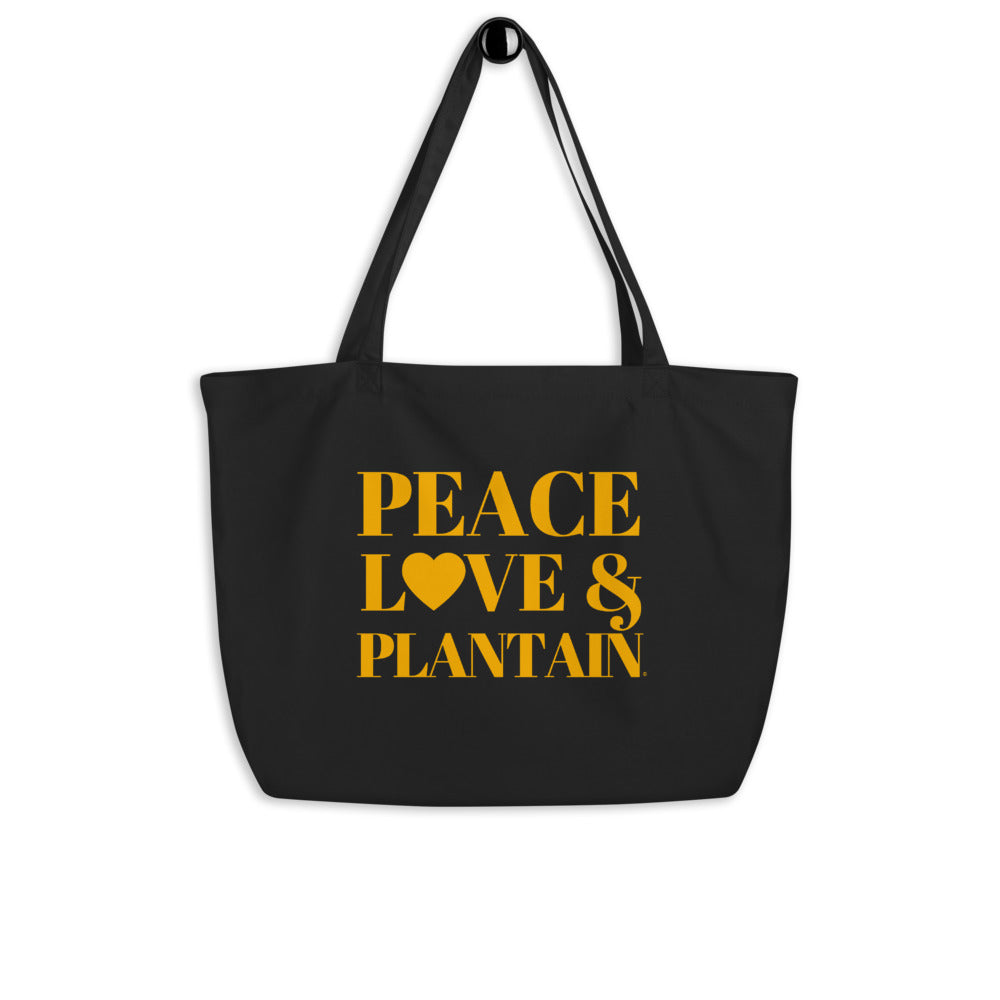 Peace, Love & Plantain Large organic tote bag