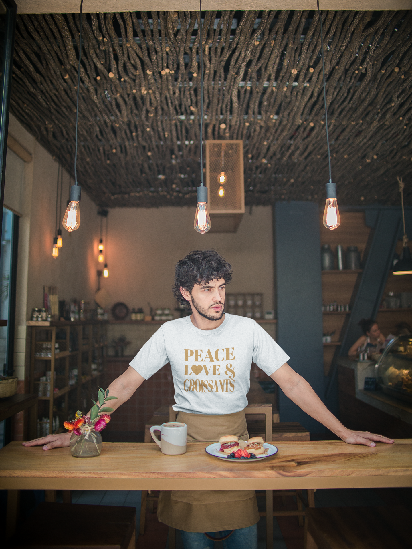 "Peace, Love & Croissants" Short-Sleeve Unisex T-Shirt