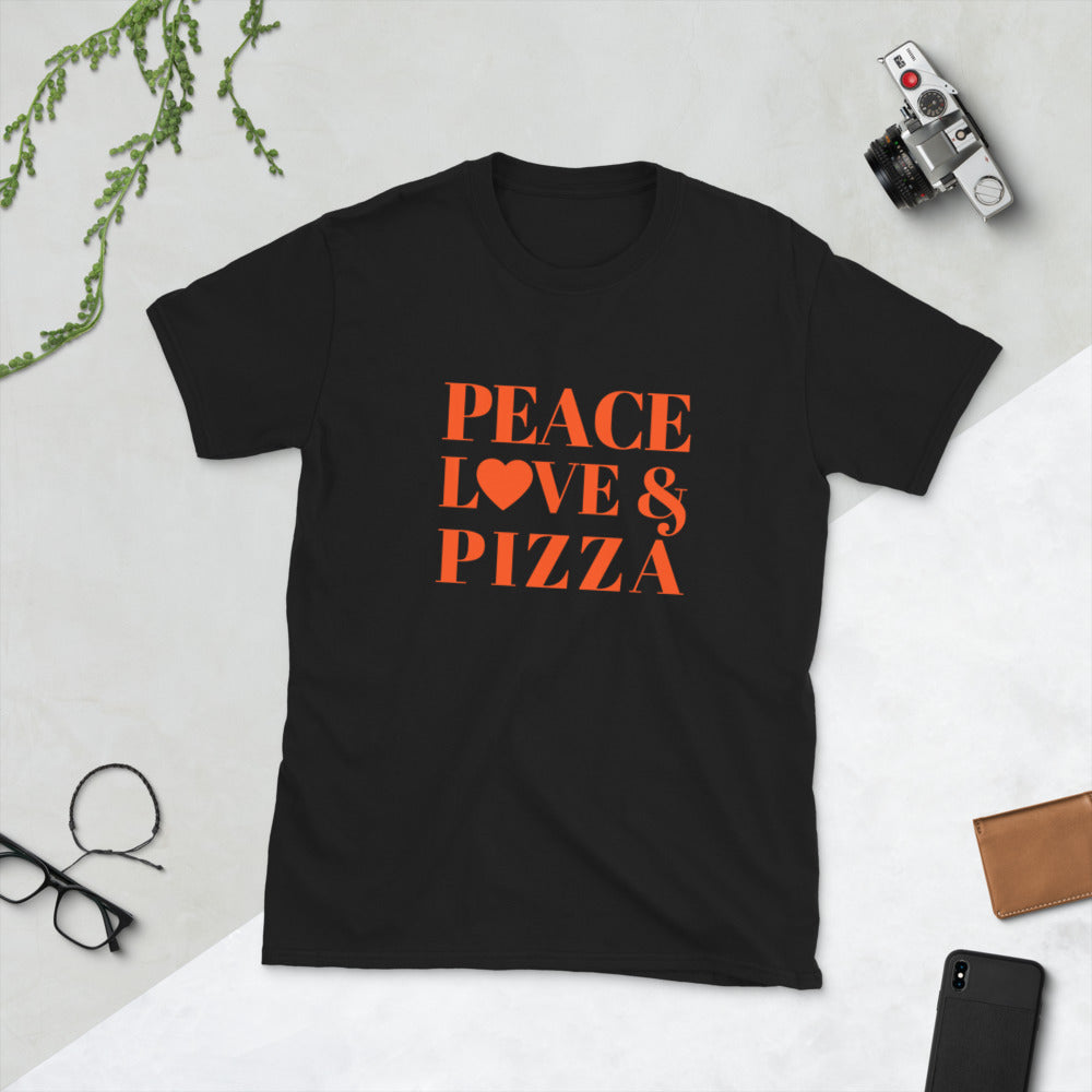 "Peace, Love & Pizza" Short-Sleeve Unisex T-Shirt