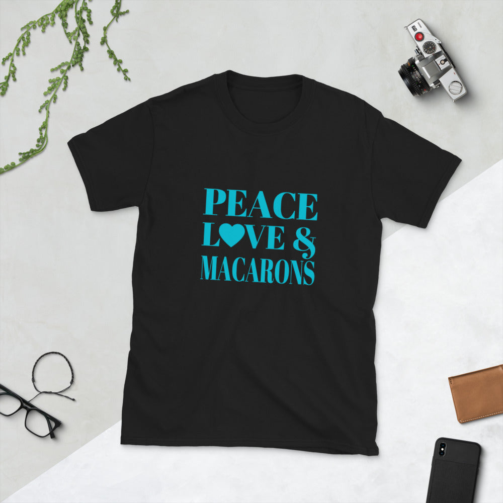 "Peace, Love & Macarons" Short-Sleeve Unisex T-Shirt