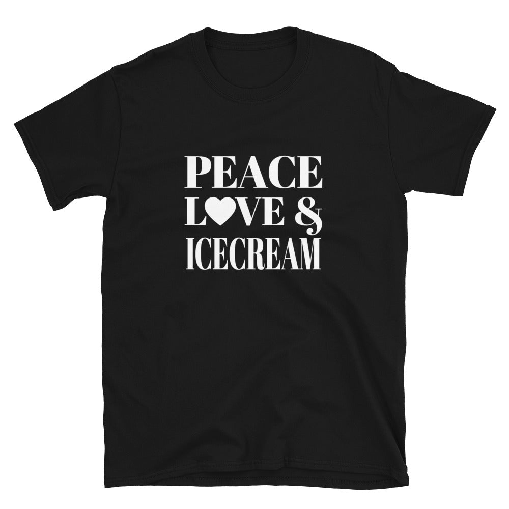 "Peace, Love & Ice Cream" Short-Sleeve Unisex T-Shirt