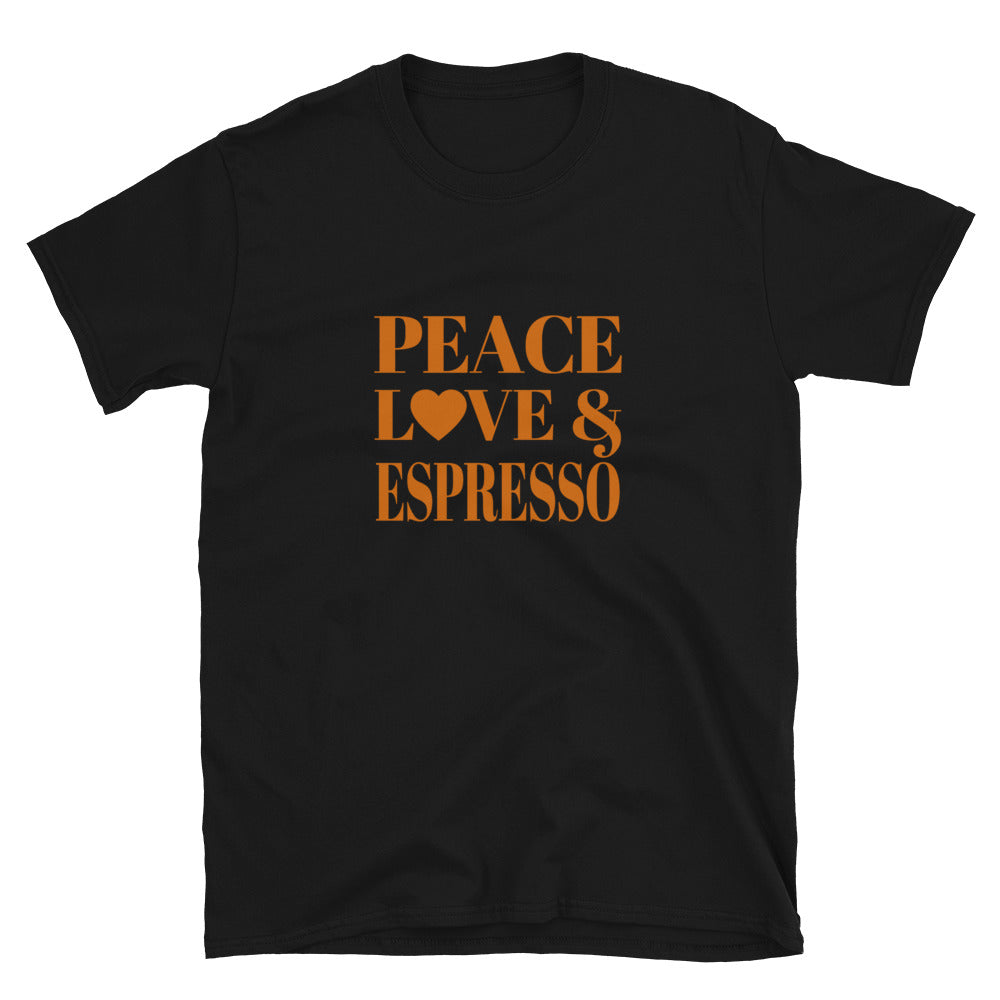 Peace, Love & Espresso Short-Sleeve Unisex T-Shirt