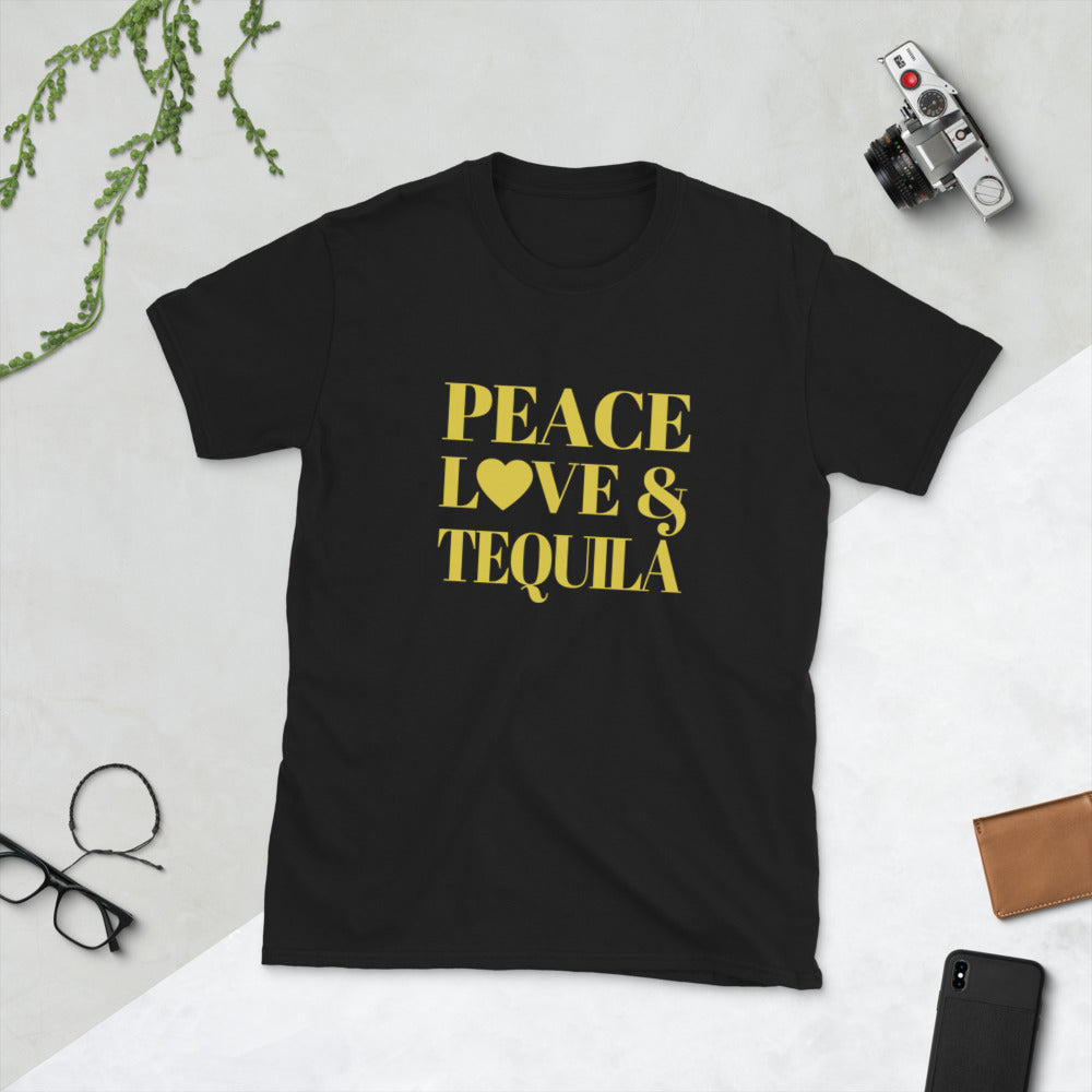 "Peace, Love & Tequila" Short-Sleeve Unisex T-Shirt
