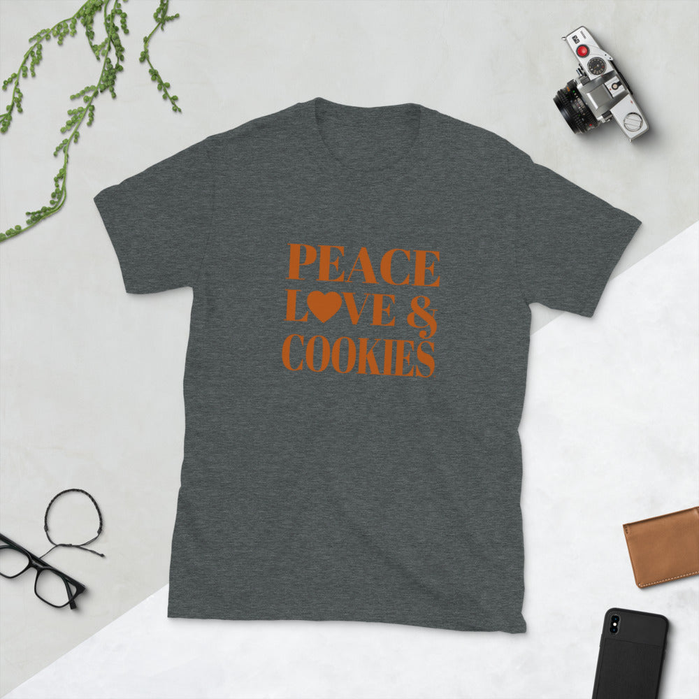 "Peace, Love & Cookies" Short-Sleeve Unisex T-Shirt