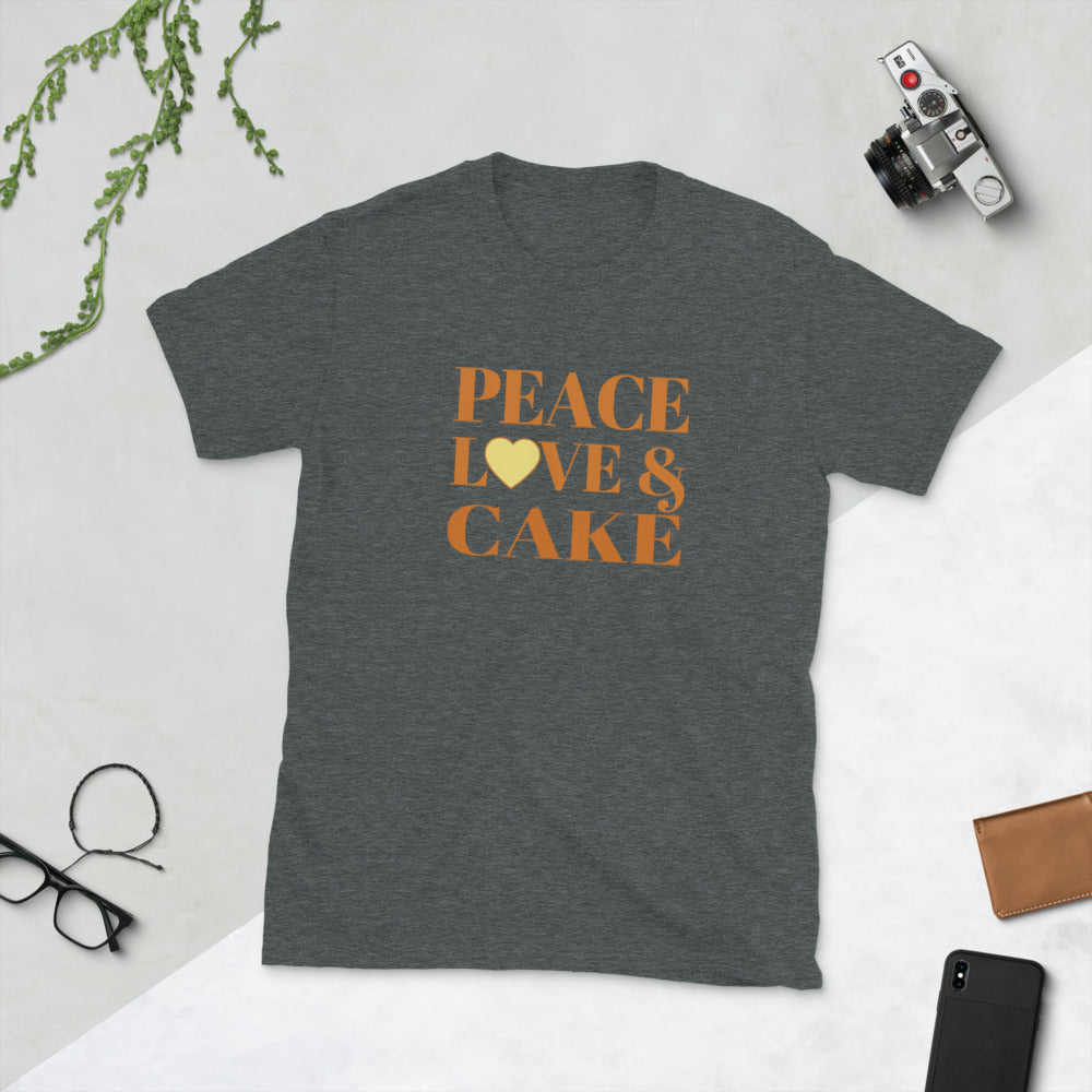 "Peace, Love & Cake" Short-Sleeve Unisex T-Shirt