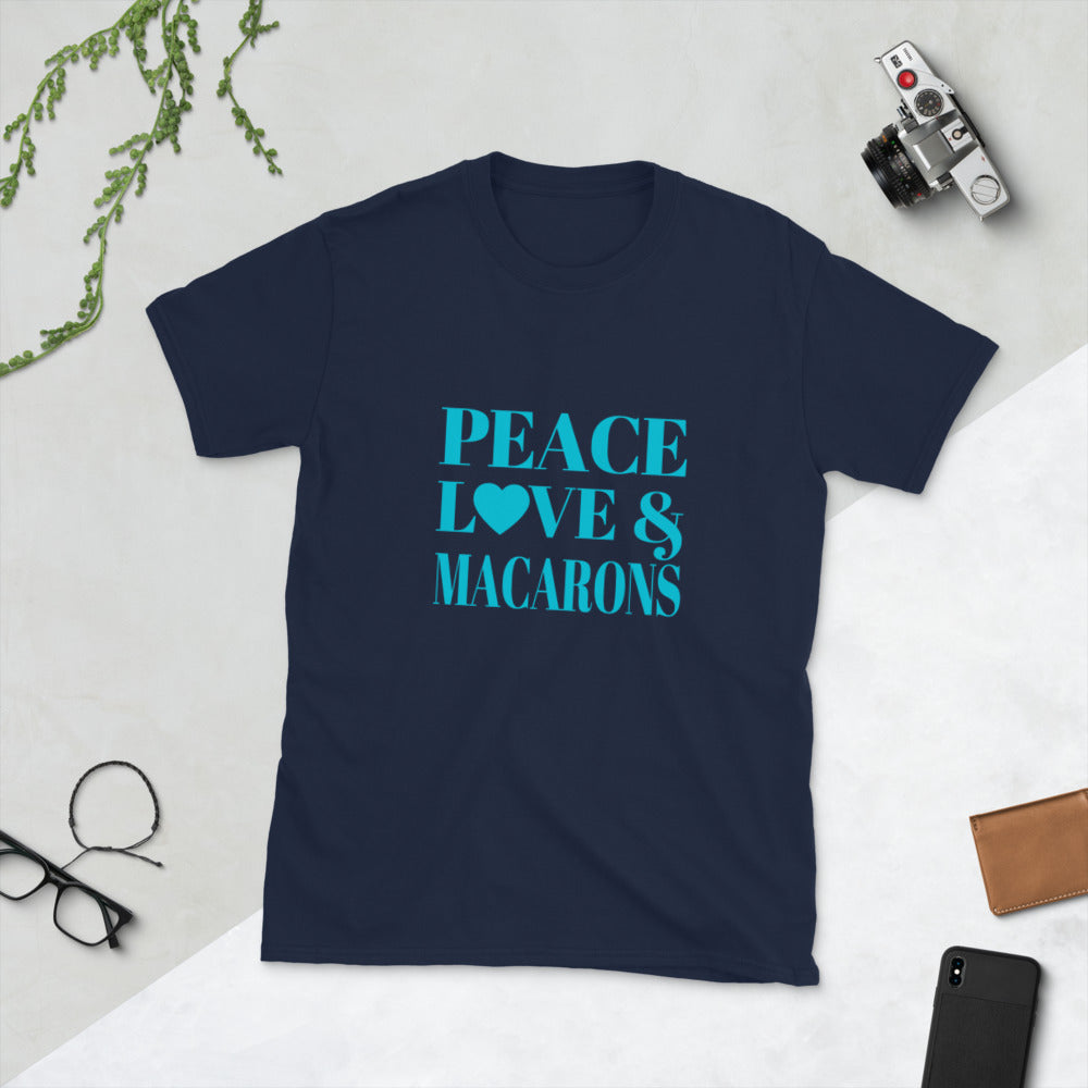 "Peace, Love & Macarons" Short-Sleeve Unisex T-Shirt