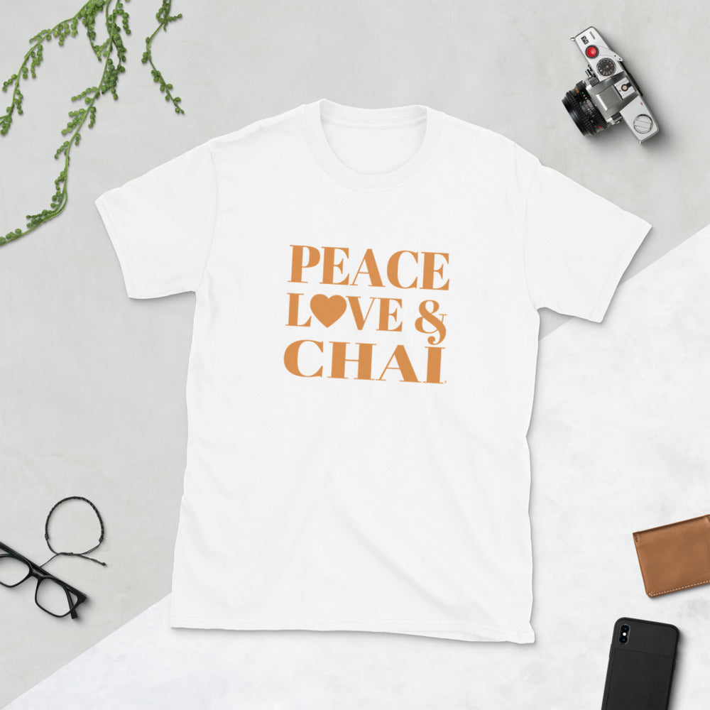 "Peace, Love & Chai" Short-Sleeve Unisex T-Shirt