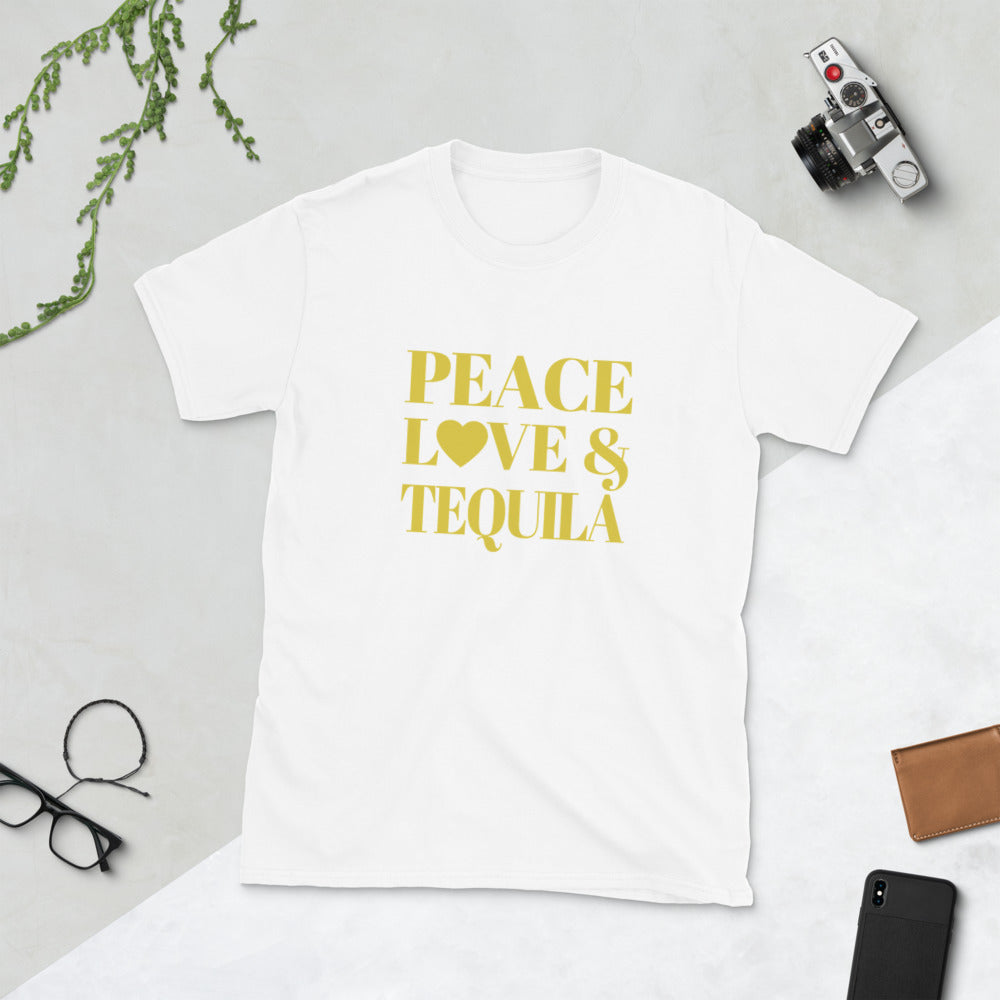 "Peace, Love & Tequila" Short-Sleeve Unisex T-Shirt