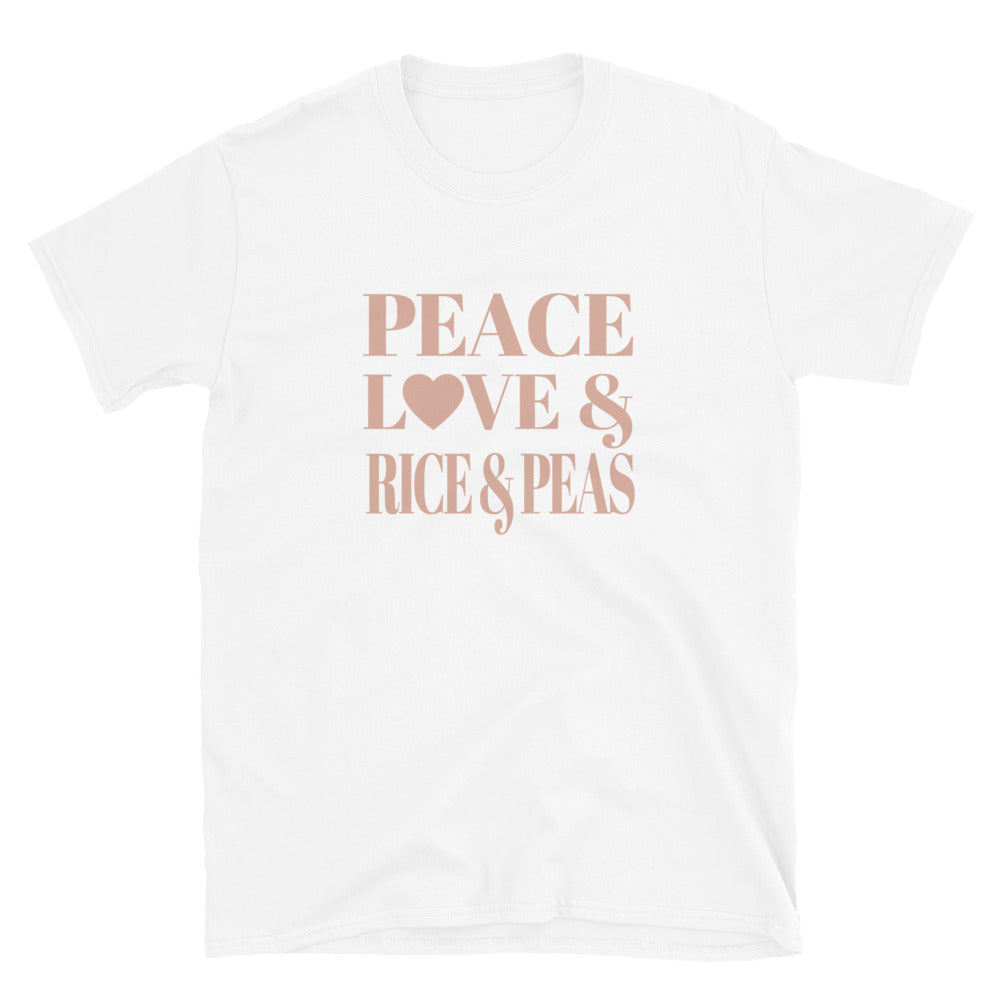 Peace, Love & Rice & Peas Short-Sleeve Unisex T-Shirt