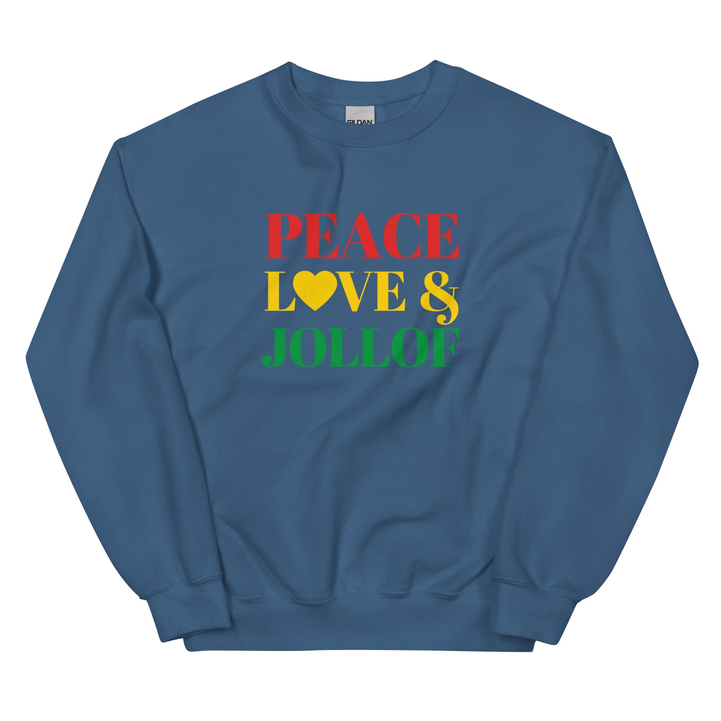 Peace, Love & Jollof Ghana Themed Unisex Sweatshirt