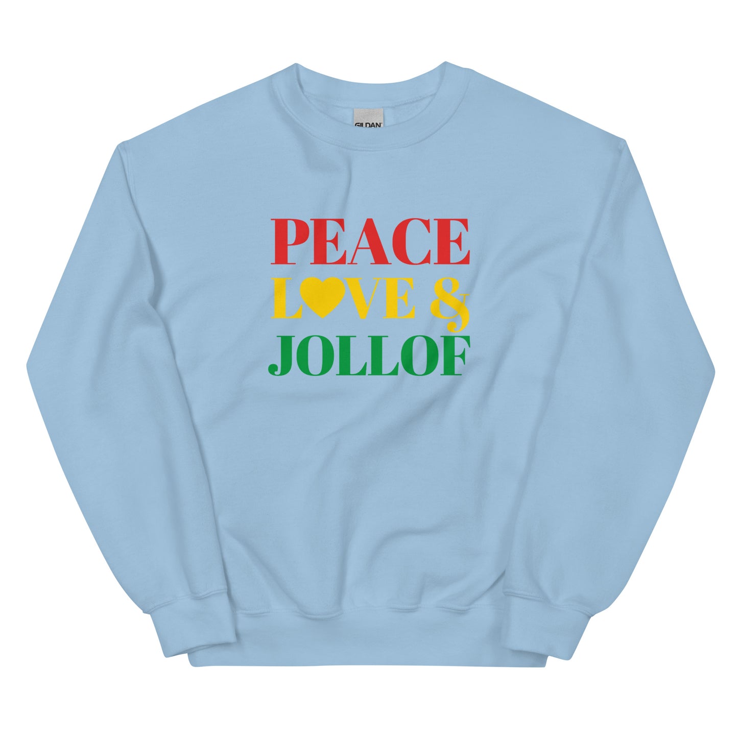 Peace, Love & Jollof Ghana Themed Unisex Sweatshirt