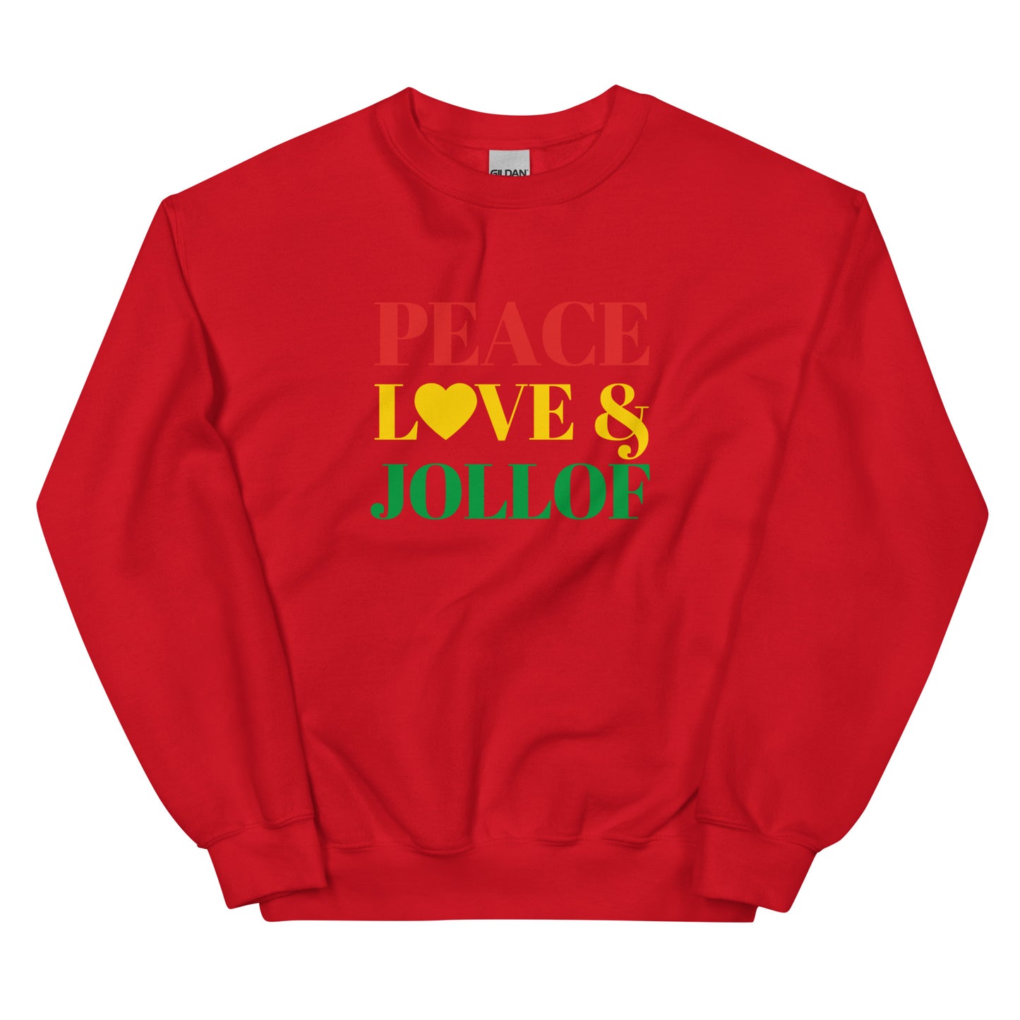 Peace, Love & Jollof Ghana Themed Unisex Sweatshirt