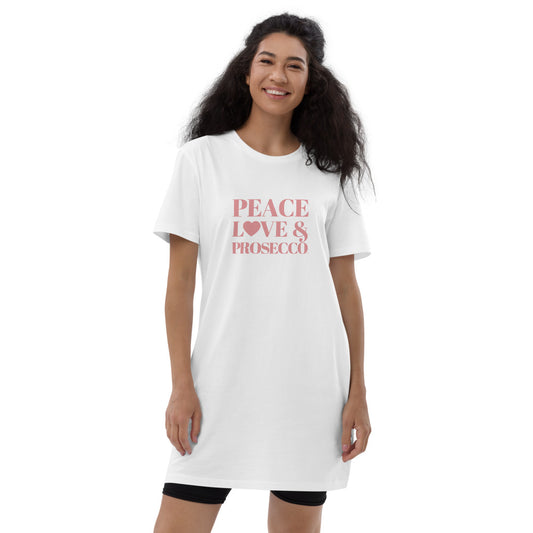 "Peace, Love & Prosecco" Organic cotton t-shirt dress