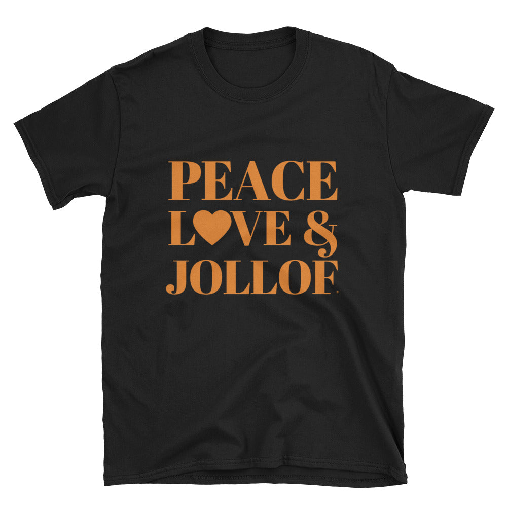 Peace Love and Jollof T-Shirt from www.peaceloveandtshirtstore.com