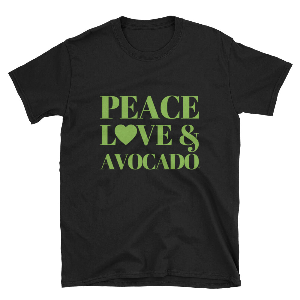Peace, Love & Avocado Short-Sleeve Unisex T-Shirt