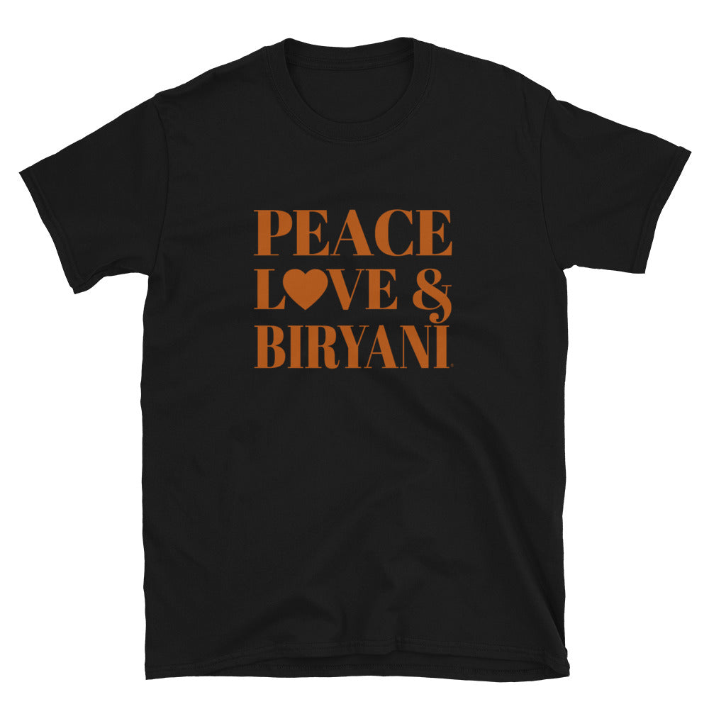 Peace, Love & Biryani Short-Sleeve Unisex T-Shirt