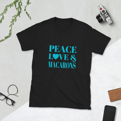 Peace, Love & Macarons Short-Sleeve Unisex T-Shirt