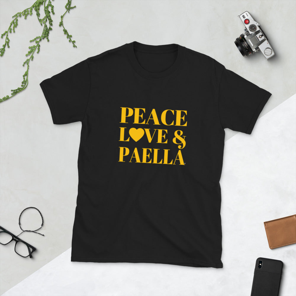 "Peace, Love & Paella" Short-Sleeve Unisex T-Shirt