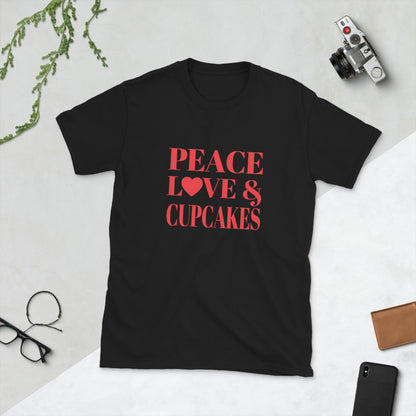 Peace, Love & Cupcakes Short-Sleeve Unisex T-Shirt