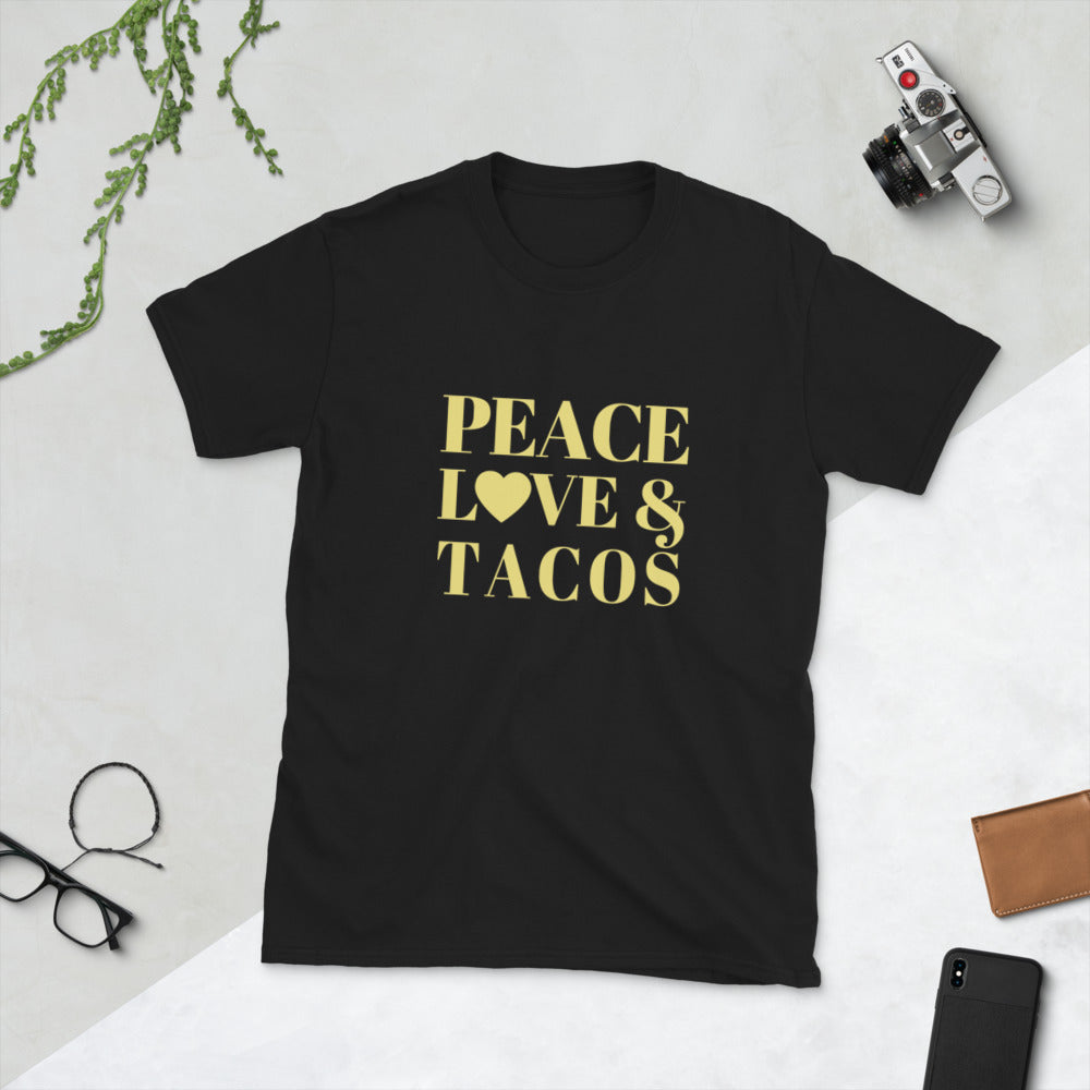 "Peace, Love & Tacos" Short-Sleeve Unisex T-Shirt