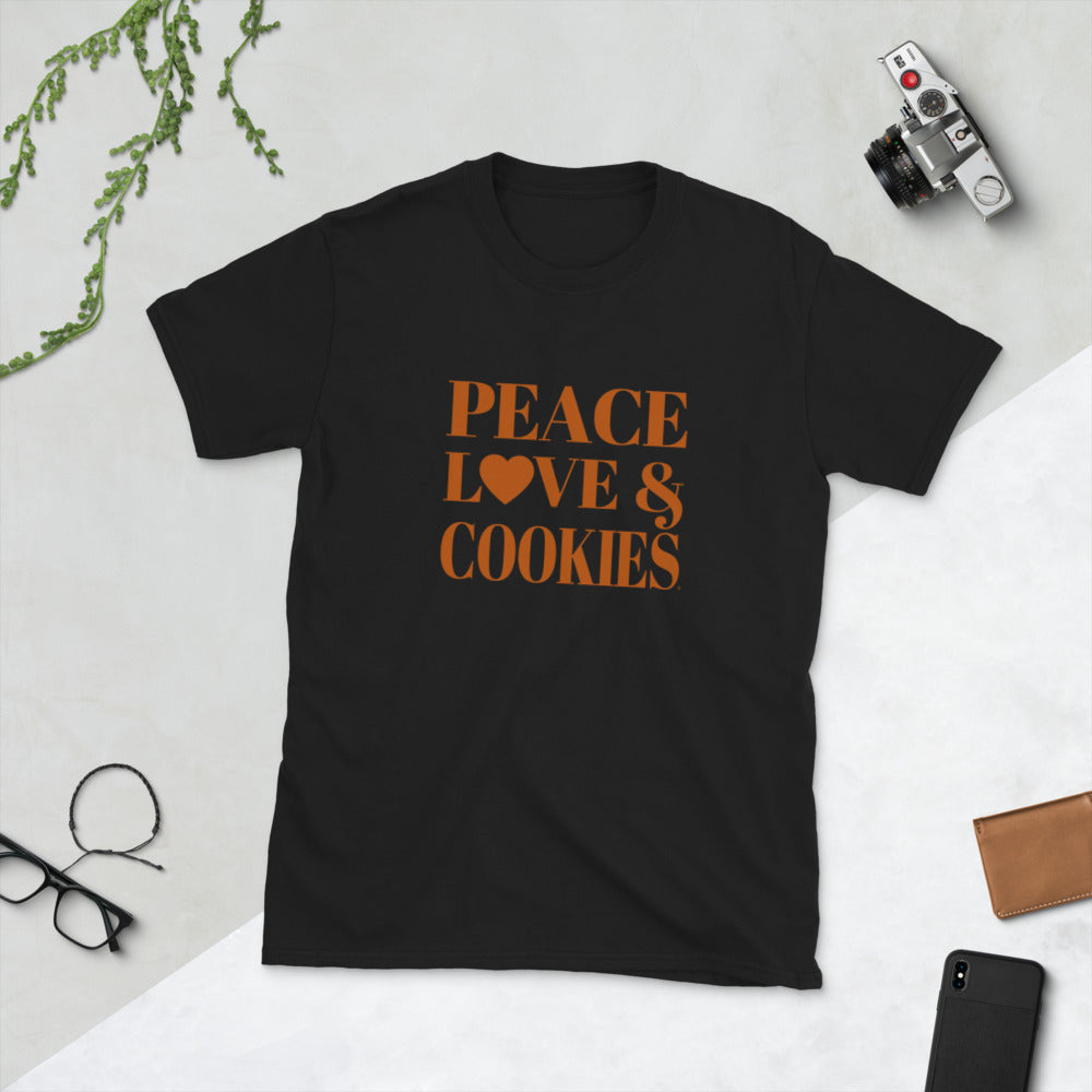"Peace, Love & Cookies" Short-Sleeve Unisex T-Shirt