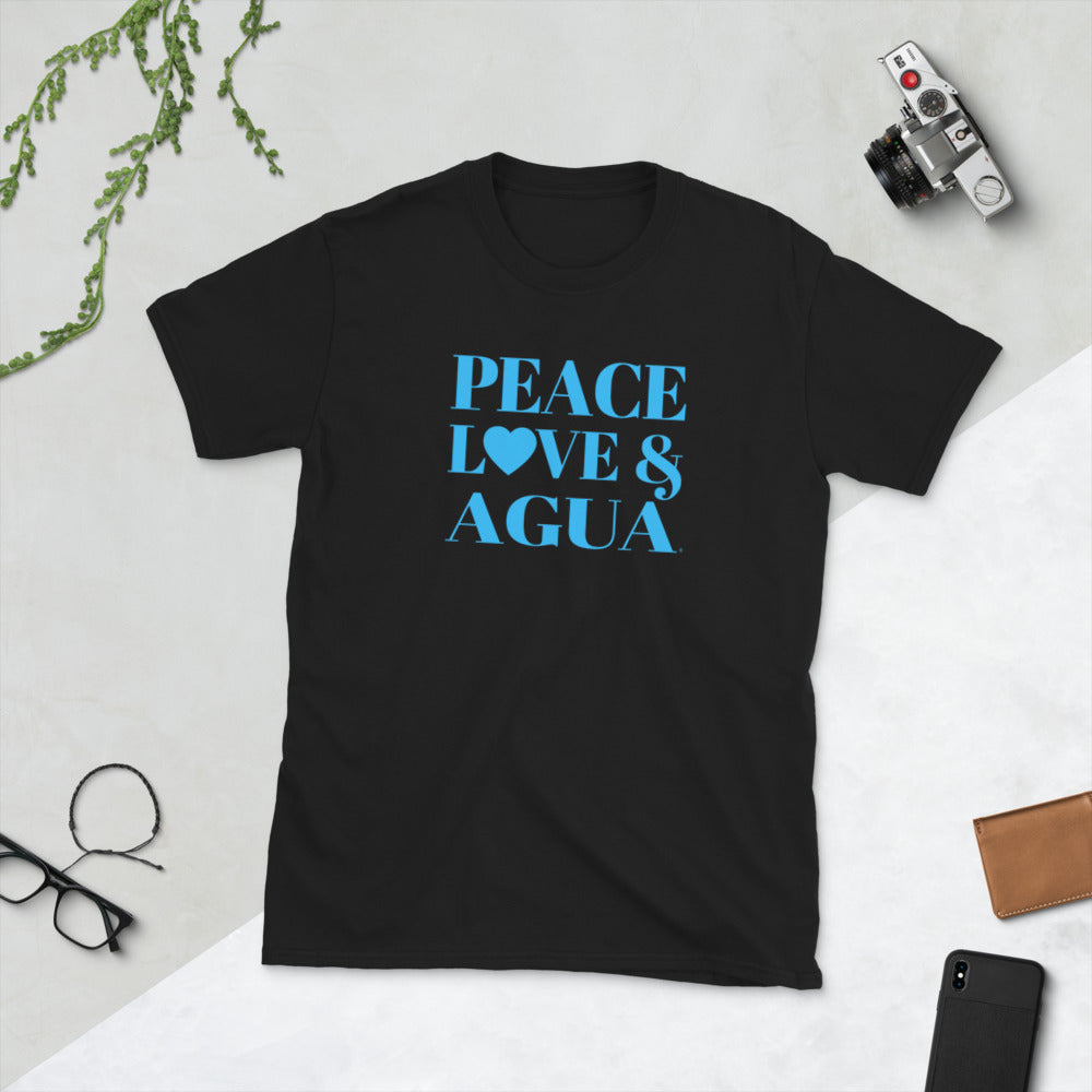 "Peace, Love & Agua" Short-Sleeve Unisex T-Shirt