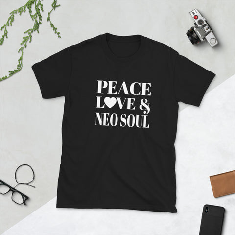 Peace, Love & Neo Soul (White Print) Short-Sleeve Unisex T-Shirt