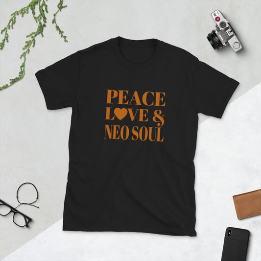 "Peace, Love & Neo Soul" (Brown Print) Short-Sleeve Unisex T-Shirt