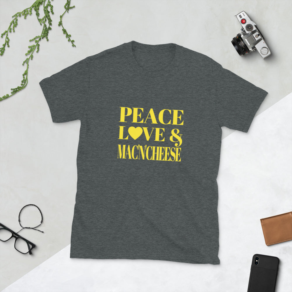 "Peace, Love & Mac'n'Cheese" Short-Sleeve Unisex T-Shirt