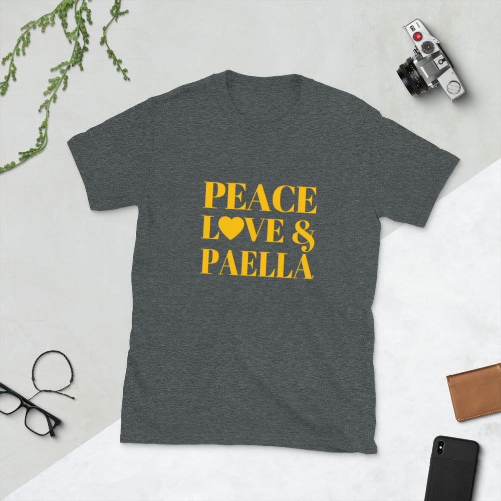 "Peace, Love & Paella" Short-Sleeve Unisex T-Shirt