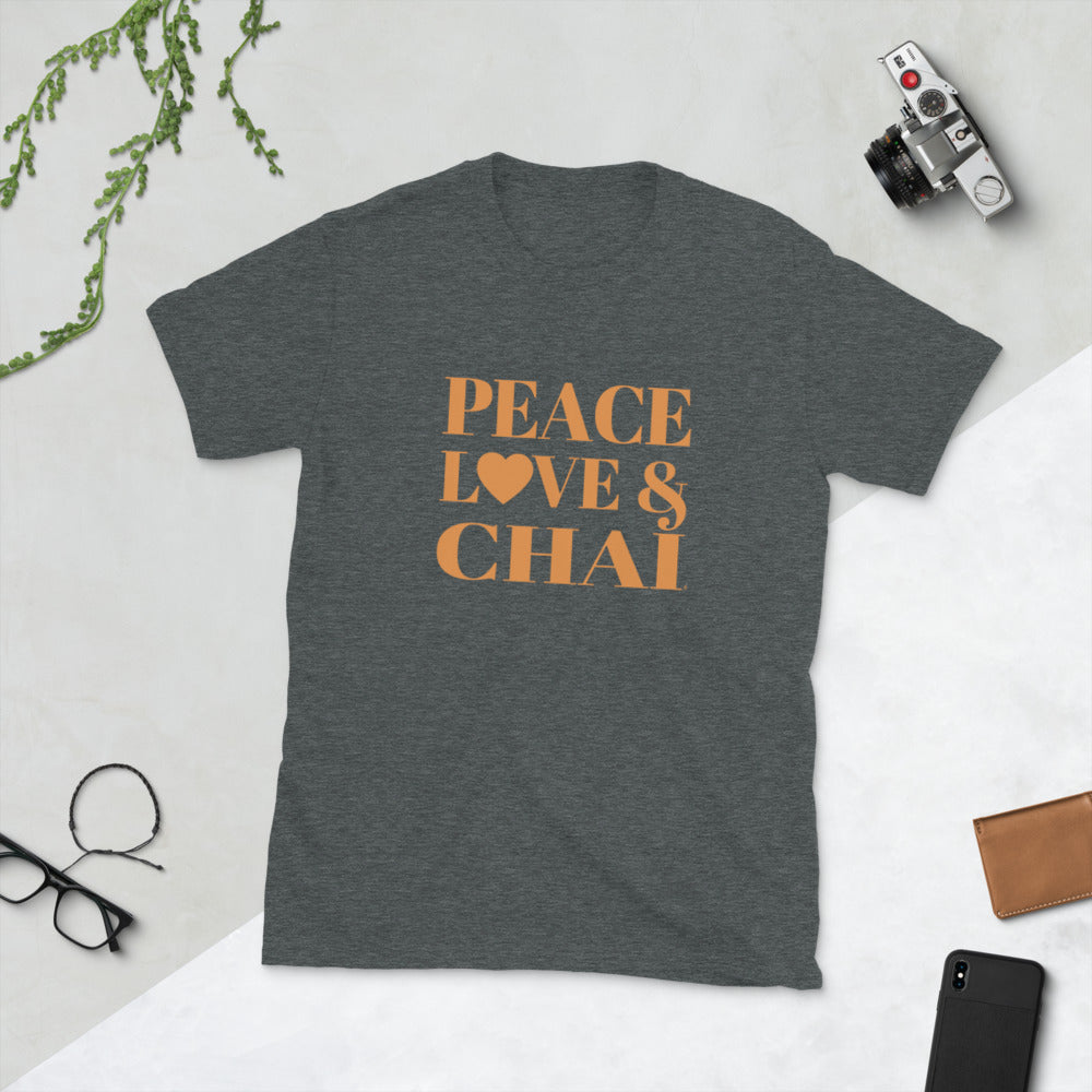 "Peace, Love & Chai" Short-Sleeve Unisex T-Shirt