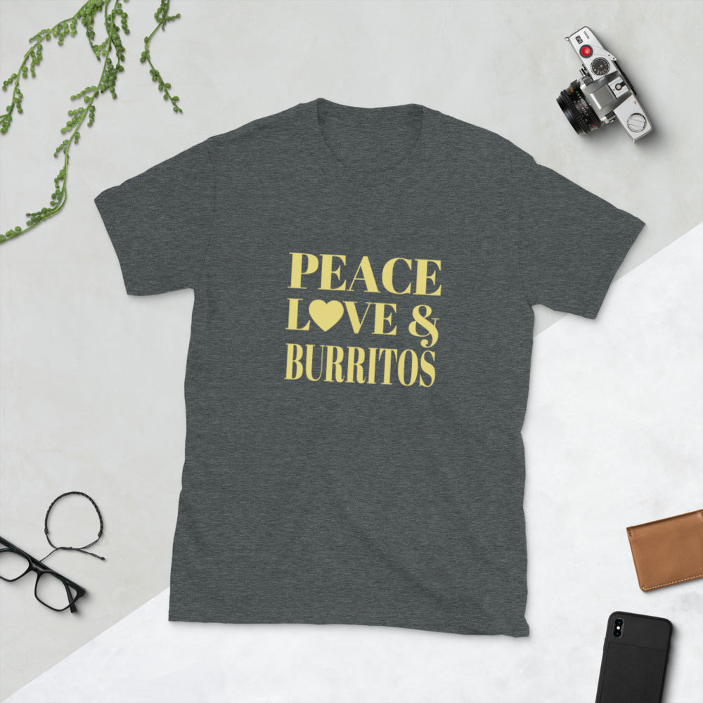 Peace, Love & Burritos Short-Sleeve Unisex T-Shirt