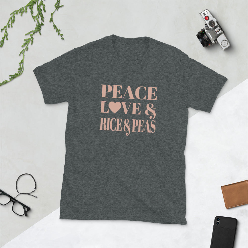 Peace, Love & Rice & Peas Short-Sleeve Unisex T-Shirt