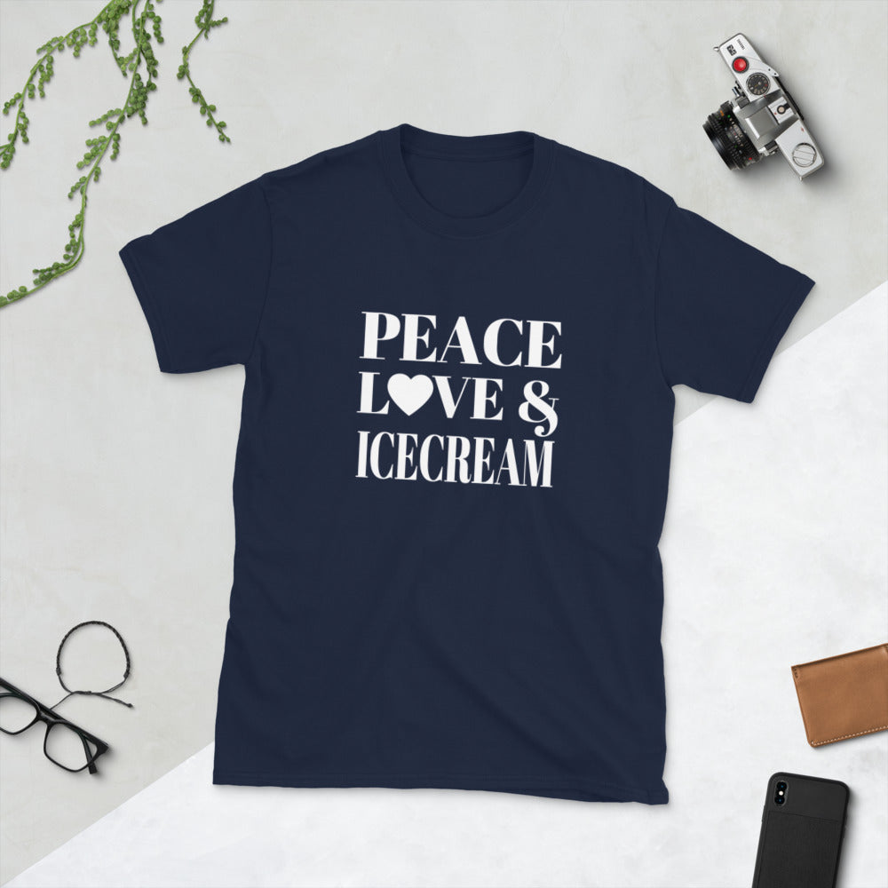 Peace, Love & Ice Cream Short-Sleeve Unisex T-Shirt