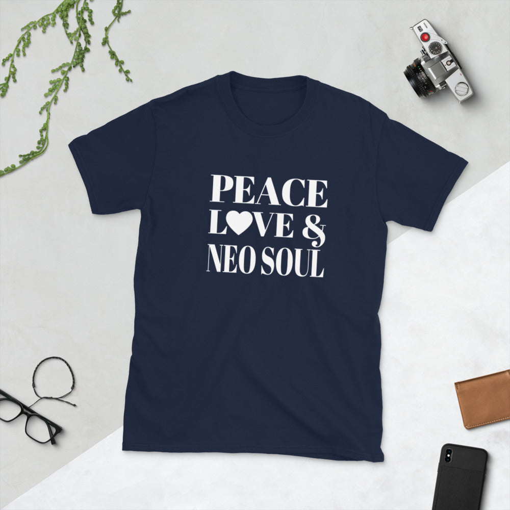 Peace, Love & Neo Soul (White Print) Short-Sleeve Unisex T-Shirt