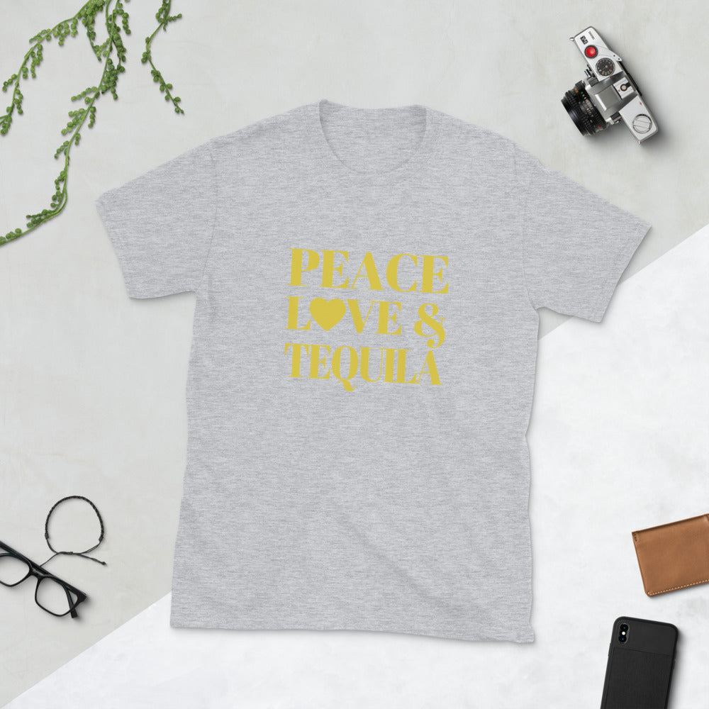 "Peace, Love & Tequila" Short-Sleeve Unisex T-Shirt