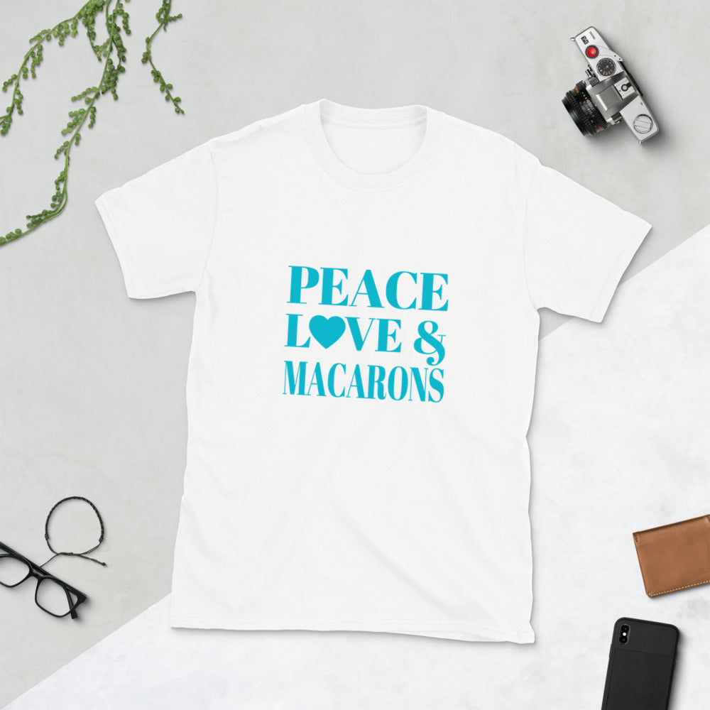 "Peace, Love & Macarons" Short-Sleeve Unisex T-Shirt
