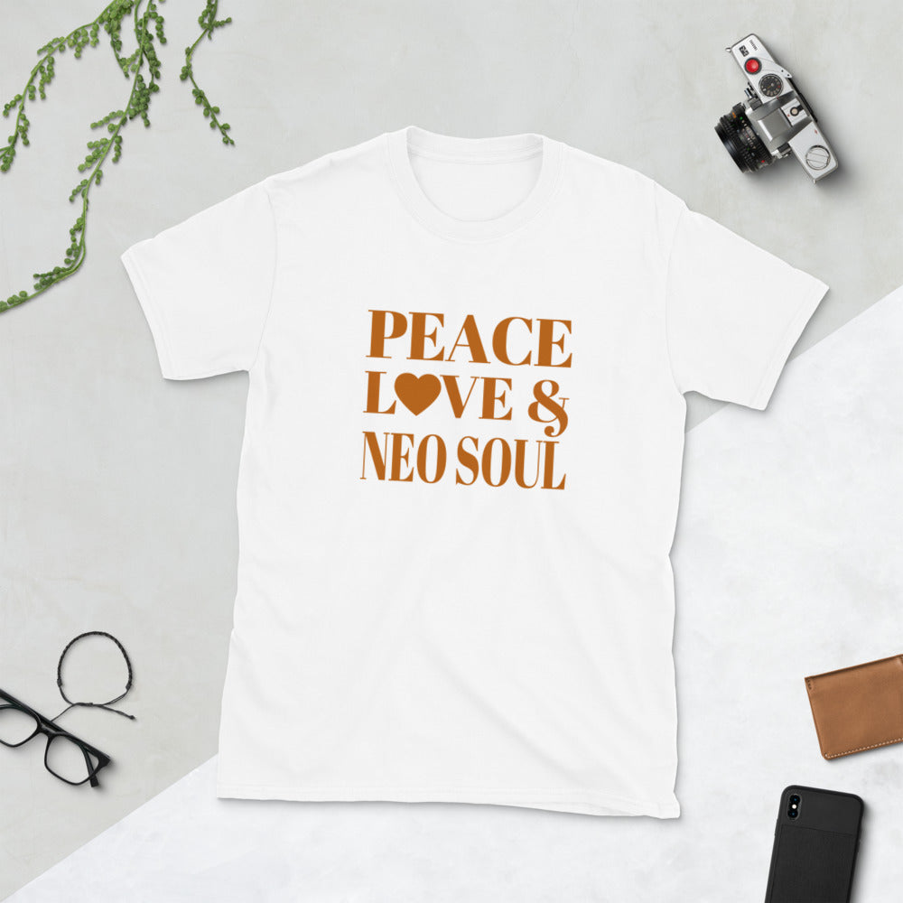 Peace, Love & Neo Soul (Brown Print) Short-Sleeve Unisex T-Shirt