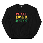 Peace, Love & Jollof Ghana Themed Unisex Sweatshirt