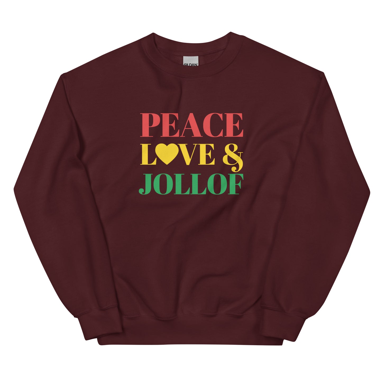 Peace, Love & Jollof Ghana Themed Unisex Sweatshirt