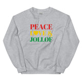 Peace, Love & Jollof Ghana Themed Unisex Sweatshirt